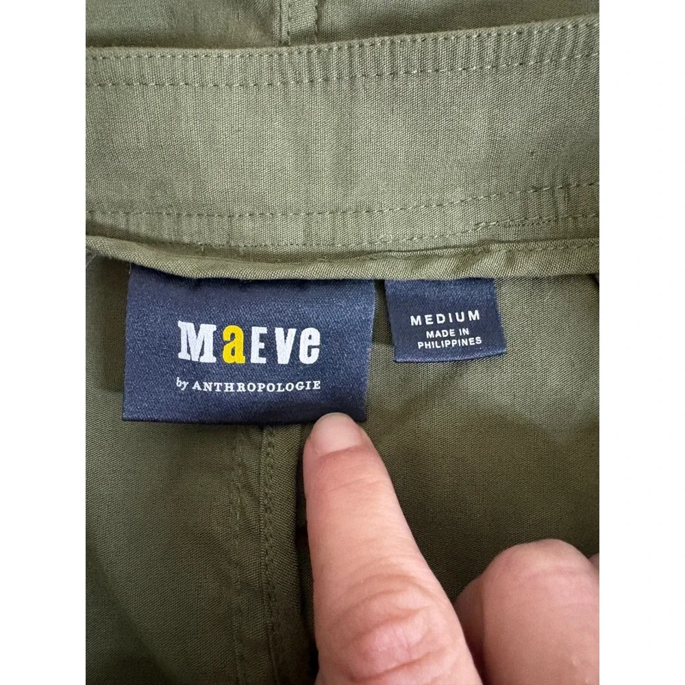 Maeve Anthropologie Olive Green Cargo Mini Skirt Linen Blend Utility Size Medium